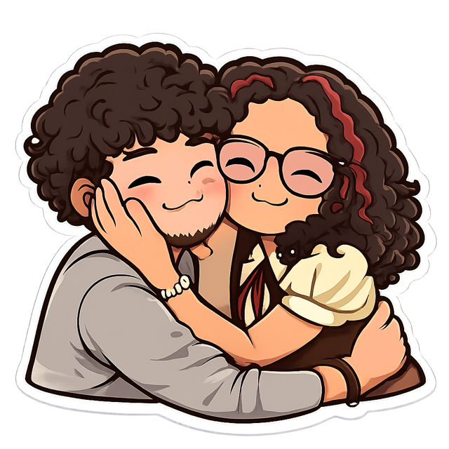 The same couple as a cute cartoon sticker