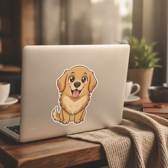 Biscuit's sticker on a laptop